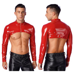 a sexy man in Red Boystown Drama PVC Bolero - pridevoyageshop.com - gay men's fashion, clubwear, party outfit