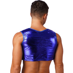 a sexy man in Royal Blue Panic Crop - pridevoyageshop.com - gay men's fashion, clubwear, party outfit
