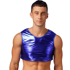 a sexy man in Royal Blue Panic Crop - pridevoyageshop.com - gay men's fashion, clubwear, party outfit