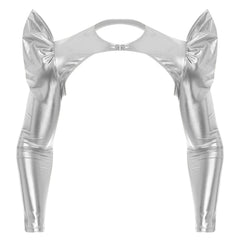 a sexy man in Silver Pop Rocket Metallic Shiny Crop Top - pridevoyageshop.com - gay men's fashion, clubwear, party outfit
