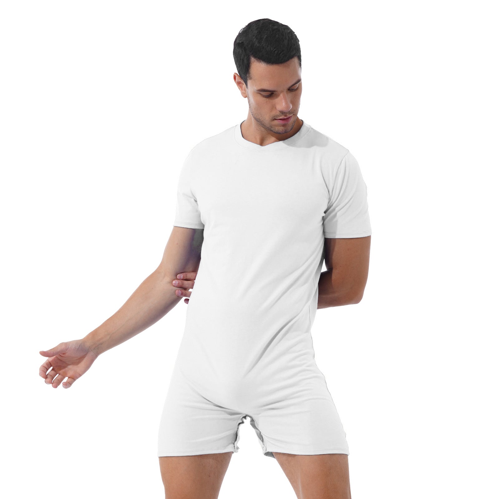 a sexy man in White Boy Next Door Romper - pridevoyageshop.com - gay men's lingerie, bodywear, fetish wear