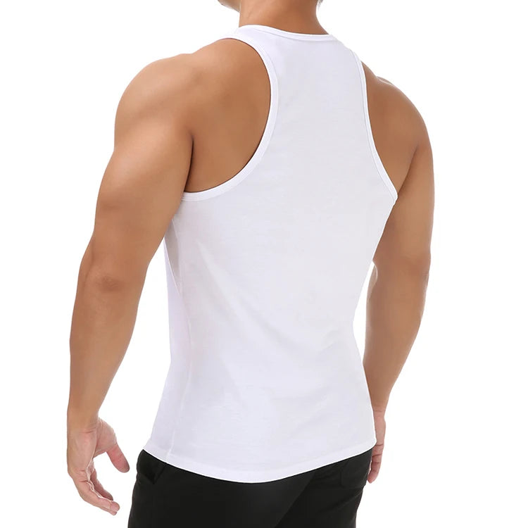 a sexy man in White Discipline Plunge Tank - pridevoyageshop.com - gay men's fashion, clubwear, party outfit