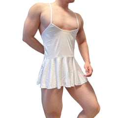 a sexy man in White Powerplay Sissy Chemise - pridevoyageshop.com - gay men's lingerie, bodywear, fetish wear