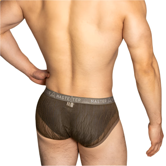 a sexy man in army green DM Men’s Master Sheer Lace Brief - pridevoyageshop.com - gay men’s thongs, boxers, briefs and jockstraps