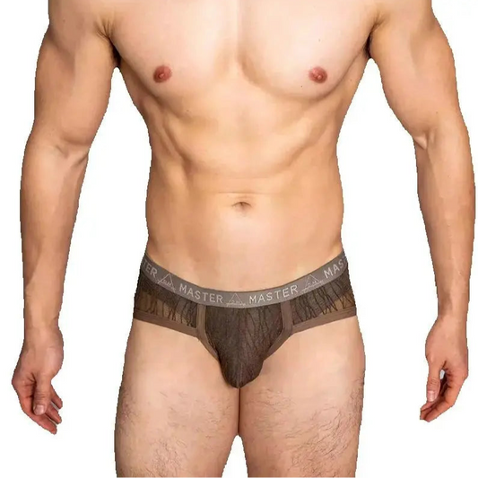 a sexy man in army green DM Men’s Master Sheer Lace Brief - pridevoyageshop.com - gay men’s thongs, boxers, briefs and jockstraps