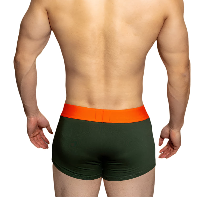 a sexy man in army green Men’s Color Clash Mesh Peephole Boxer Briefs - pridevoyageshop.com - gay men’s thongs, boxers, briefs and jockstraps
