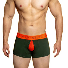 a sexy man in army green Men’s Color Clash Mesh Peephole Boxer Briefs - pridevoyageshop.com - gay men’s thongs, boxers, briefs and jockstraps