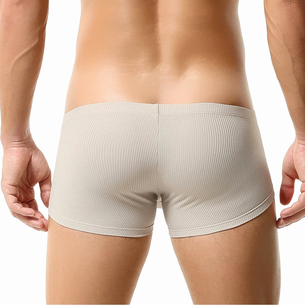 a sexy man in beige TAUWELL Gentle Mini Mesh Trunks - pridevoyageshop.com - gay men’s thongs, boxers, briefs and jockstraps