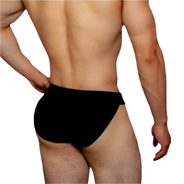 a sexy man in black DM Men’s Ribbed Bulge-Lift Brief - pridevoyageshop.com - gay men’s thongs, boxers, briefs and jockstraps
