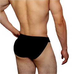 a sexy man in black DM Men’s Ribbed Bulge-Lift Brief - pridevoyageshop.com - gay men’s thongs, boxers, briefs and jockstraps