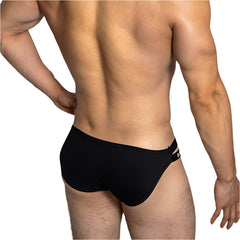 a sexy man in black DM Men’s “Sex Boy” Side-Strap Brief - pridevoyageshop.com - gay men’s thongs, boxers, briefs and jockstraps