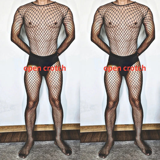 a sexy man in black Dark Mode Open-Crotch Bodystocking - pridevoyageshop.com - gay men’s harness, lingerie and fetish wear