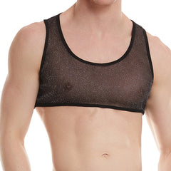 a sexy man in black Fire Island Flicker Micro Crop - pridevoyageshop.com - gay men’s harness, lingerie and fetish wear
