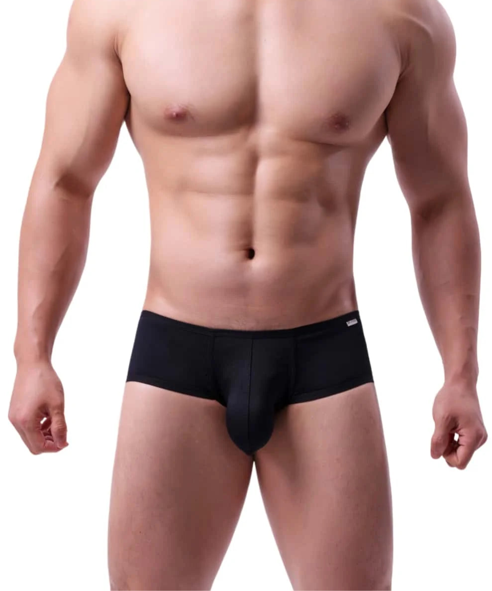 a sexy man in black Juicy Package Boxer BriefsJuicy Package Boxer Briefs - pridevoyageshop.com - gay men’s thongs, boxers, briefs and jockstraps