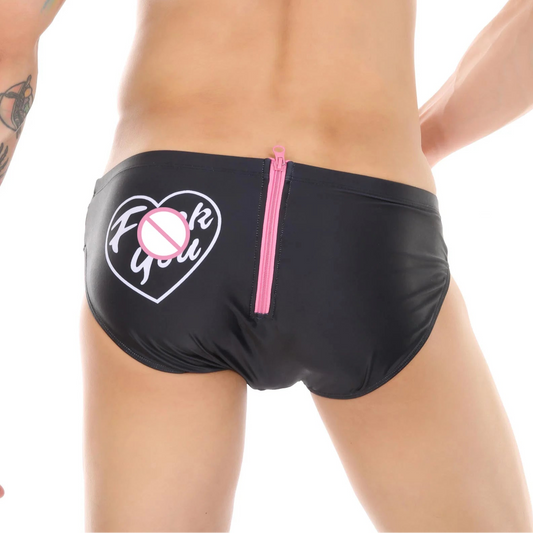 a sexy man in black Men’s Backdoor Signal Swim Briefs - pridevoyageshop.com - gay men’s sexy swim briefs, trunks, board shorts, and bikinis