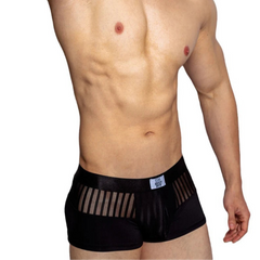 a sexy man in black Men’s Designer Striped Sheer Mesh Boxer Brief - pridevoyageshop.com - gay men’s thongs, boxers, briefs and jockstraps