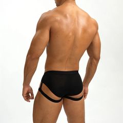 a sexy man in black Men’s Garter Jock Briefs - pridevoyageshop.com - gay men’s thongs, boxers, briefs and jockstraps