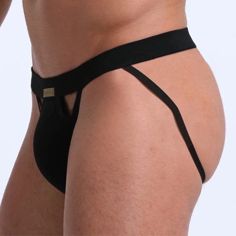 a sexy man in black Men’s KarenSpace Cutout Jockstrap - pridevoyageshop.com - gay men’s thongs, boxers, briefs and jockstraps