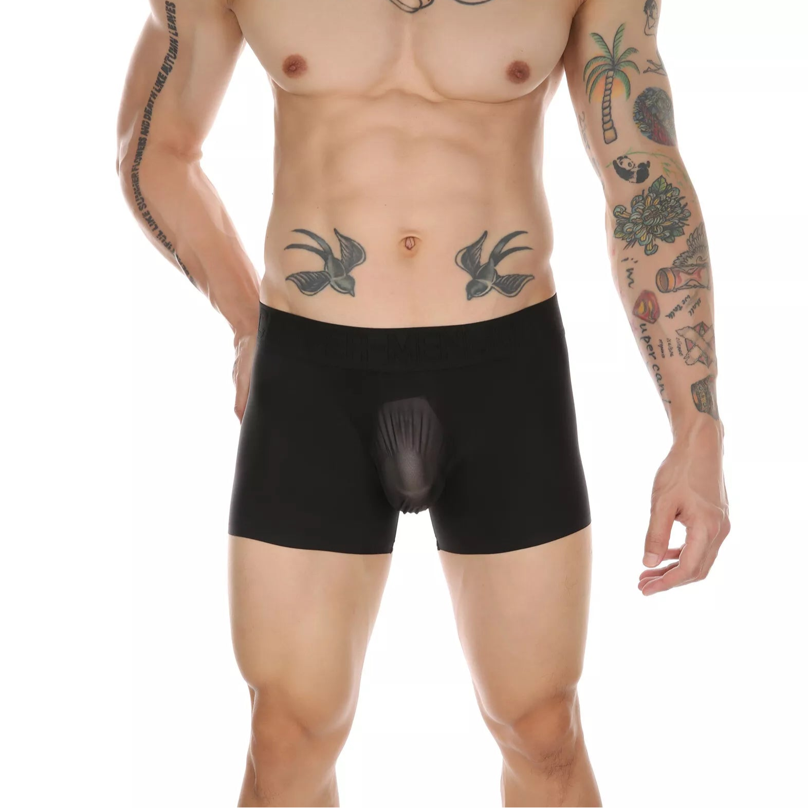 a sexy man in black Men’s Mesh Big Pouch and Peach Butt Boxer - pridevoyageshop.com - gay men’s thongs, boxers, briefs and jockstraps