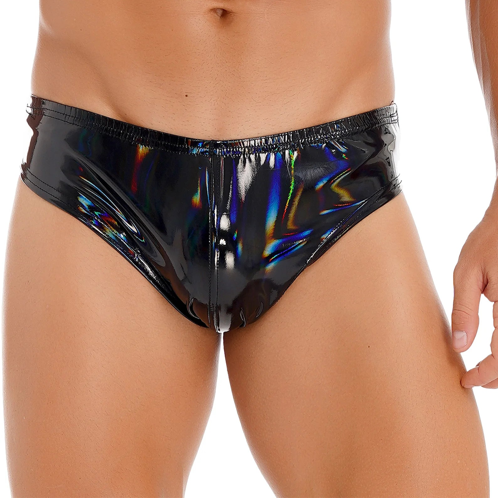 a sexy man in black Men’s Shimmer & Sin Wet Look Briefs - pridevoyageshop.com - gay men’s thongs, boxers, briefs and jockstraps