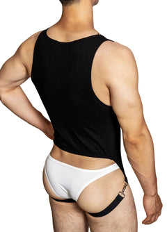 a sexy man in black The Label Jock-Back Bodysuit – pridevoyageshop.com – gay men’s harness, lingerie and fetish wear