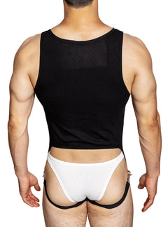 a sexy man in black The Label Jock-Back Bodysuit – pridevoyageshop.com – gay men’s harness, lingerie and fetish wear