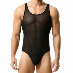 a sexy man in black The Preview Sheer Bodysuit – pridevoyageshop.com – gay men’s harness, lingerie and fetish wear