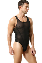 a sexy man in black The Preview Sheer Bodysuit – pridevoyageshop.com – gay men’s harness, lingerie and fetish wear