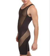 a sexy man in black The Veil Sheer Singlet – pridevoyageshop.com – gay men’s harness, lingerie and fetish wear