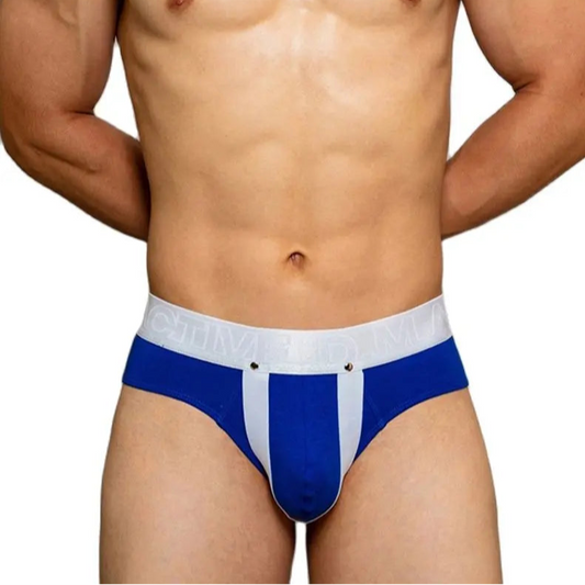 a sexy man in blue DM Men’s Bulge Bandage Brief - pridevoyageshop.com - gay men’s thongs, boxers, briefs and jockstraps