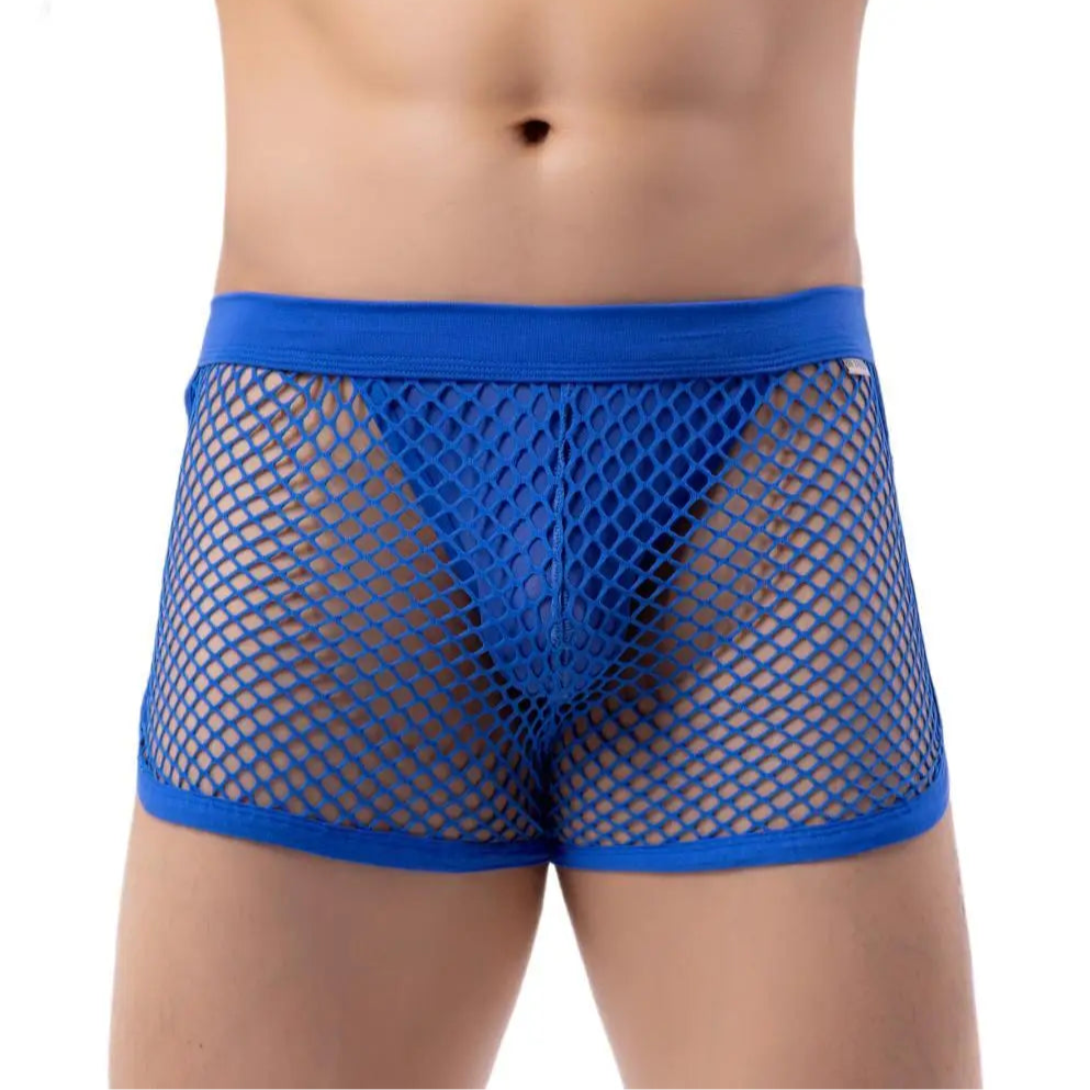 a sexy man in blue Mesh Daddy Boxers - pridevoyageshop.com - gay men’s thongs, boxers, briefs and jockstraps