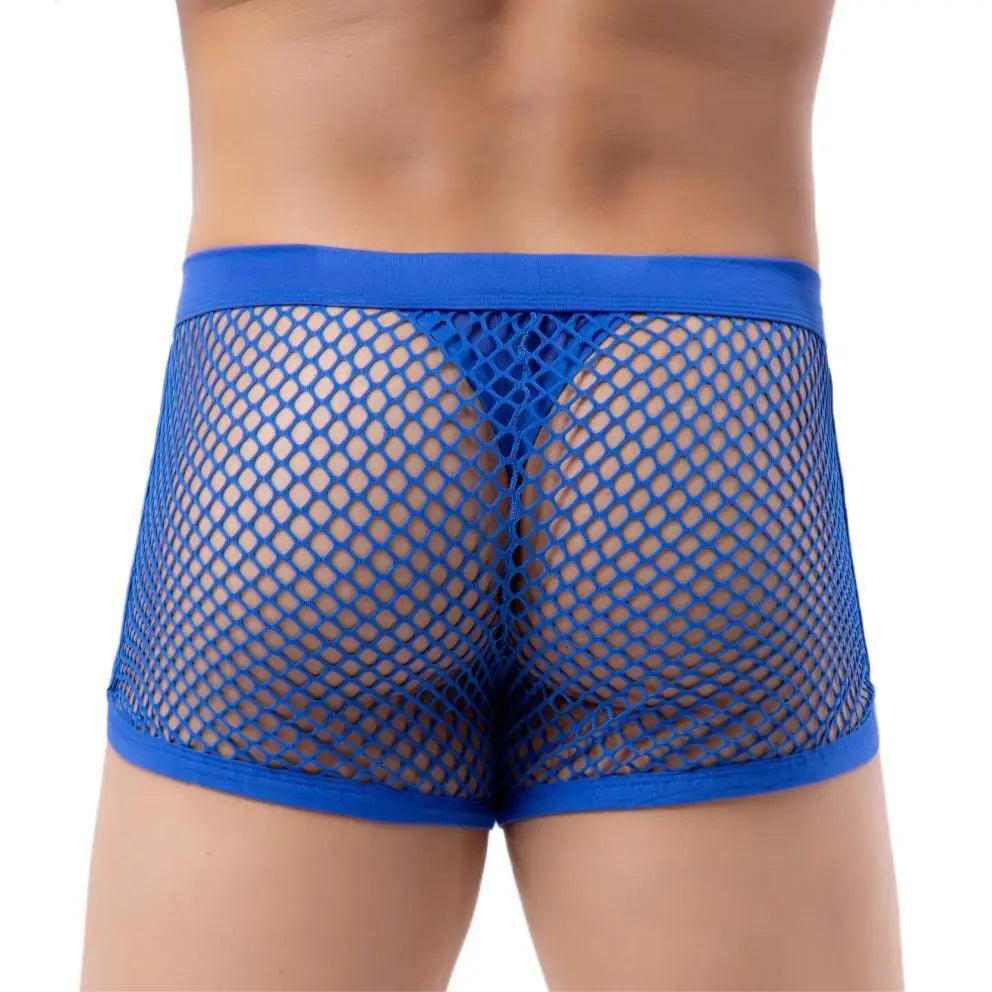 a sexy man in blue Mesh Daddy Boxers - pridevoyageshop.com - gay men’s thongs, boxers, briefs and jockstraps