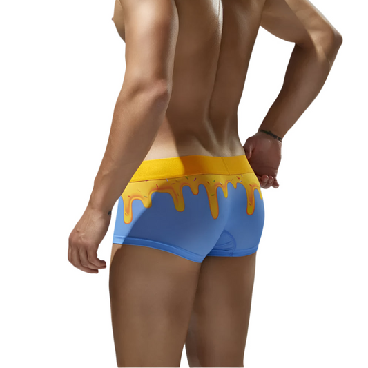 a sexy man in blue SEOBEAN Men’s Dripping Candy Print Boxer Brief - pridevoyageshop.com - gay men’s thongs, boxers, briefs and jockstraps