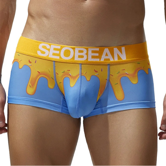 a sexy man in blue SEOBEAN Men’s Dripping Candy Print Boxer Brief - pridevoyageshop.com - gay men’s thongs, boxers, briefs and jockstraps