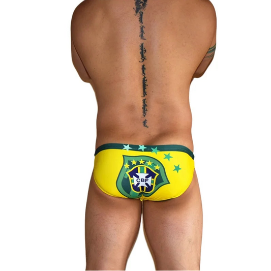 a sexy man in brazil flag Men’s Flag Frenzy Swim Briefs - pridevoyageshop.com - gay men’s sexy swim briefs, trunks, board shorts, and bikinis