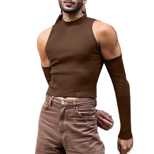 a sexy man in brown Archive Crush Shoulderless Rib Top - pridevoyageshop.com - gay men’s harness, lingerie and fetish wear