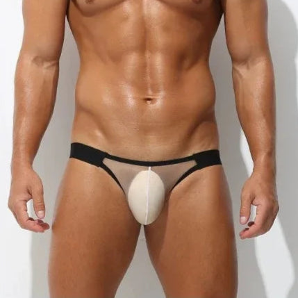 a sexy man in brown Men’s Sheer Peek Pouch Jockstrap - pridevoyageshop.com - gay men’s thongs, boxers, briefs and jockstraps