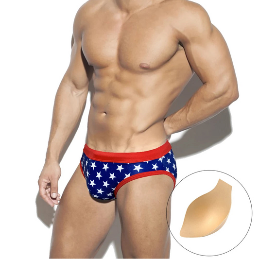 a sexy man in dark blue Men's All-American Swim Briefs - pridevoyageshop.com - gay men’s thongs, boxers, briefs and jockstraps