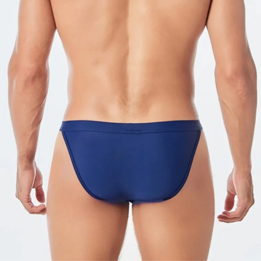 a sexy man in dark blue Men’s Thigh High Rider Swim Briefs - pridevoyageshop.com - gay men’s sexy swim briefs, trunks, board shorts, and bikinis