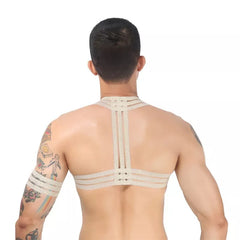 a sexy man in gold Men’s The Lewk Chest Harness Set – pridevoyageshop.com – gay men’s harness, lingerie and fetish wear
