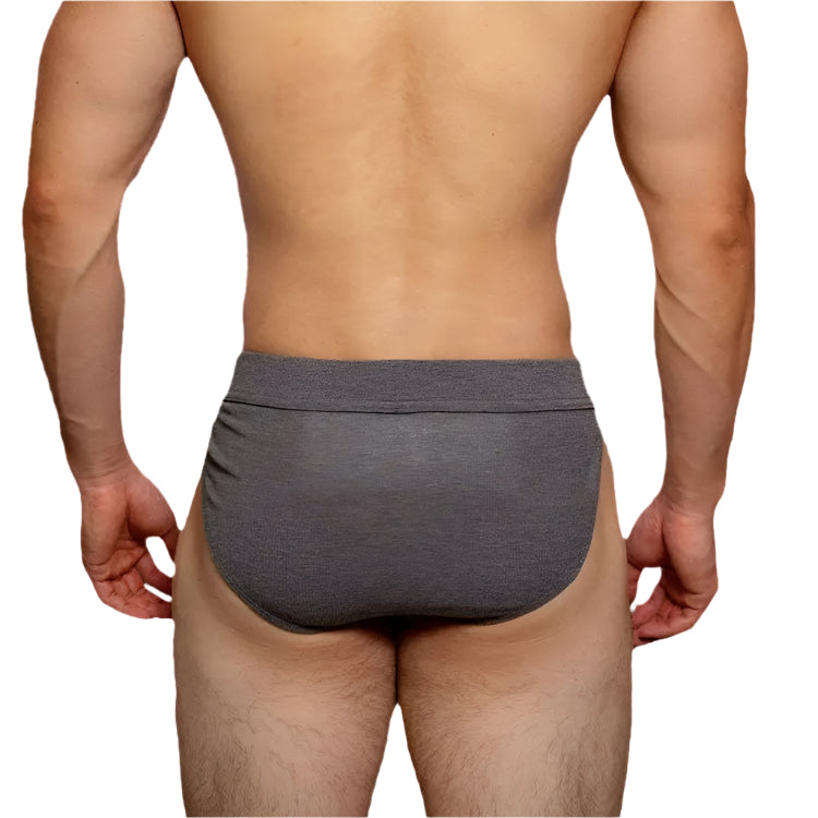 a sexy man in gray DM Men’s Ribbed Bulge-Lift Brief - pridevoyageshop.com - gay men’s thongs, boxers, briefs and jockstraps