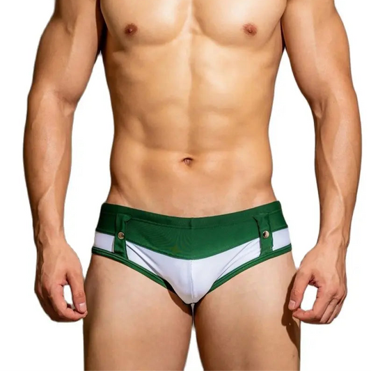 a sexy man in green DM Men’s Side Hustle Swim Briefs - pridevoyageshop.com - gay men’s thongs, boxers, briefs and jockstraps