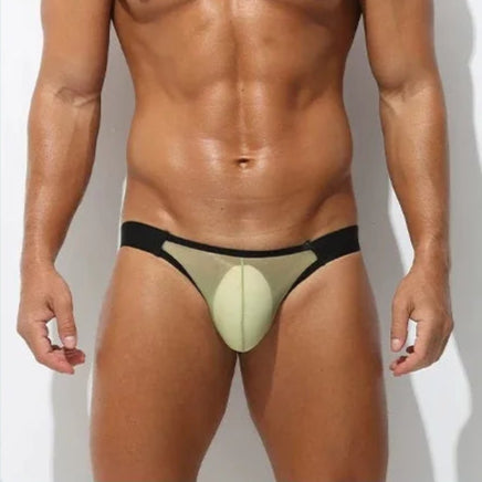 a sexy man in green Men’s Sheer Peek Pouch Jockstrap - pridevoyageshop.com - gay men’s thongs, boxers, briefs and jockstraps