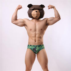 a sexy man in green camo Men’s Camo Carnal Low Rise Swim Briefs - pridevoyageshop.com - gay men’s sexy swim briefs, trunks, board shorts, and bikinis