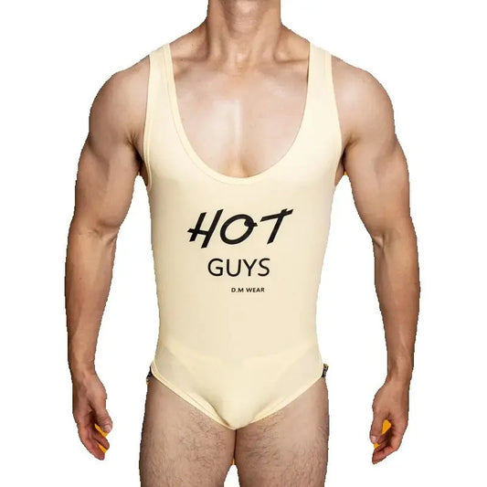 a sexy man in khaki The Label Jock-Back Bodysuit – pridevoyageshop.com – gay men’s harness, lingerie and fetish wear