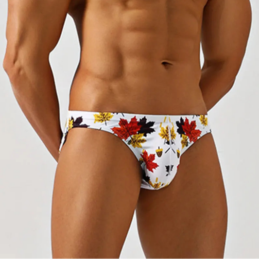 a sexy man in maple leaves Men’s Oh My Maple! Bikini Swim Briefs - pridevoyageshop.com - gay men’s sexy swim briefs, trunks, board shorts, and bikinis