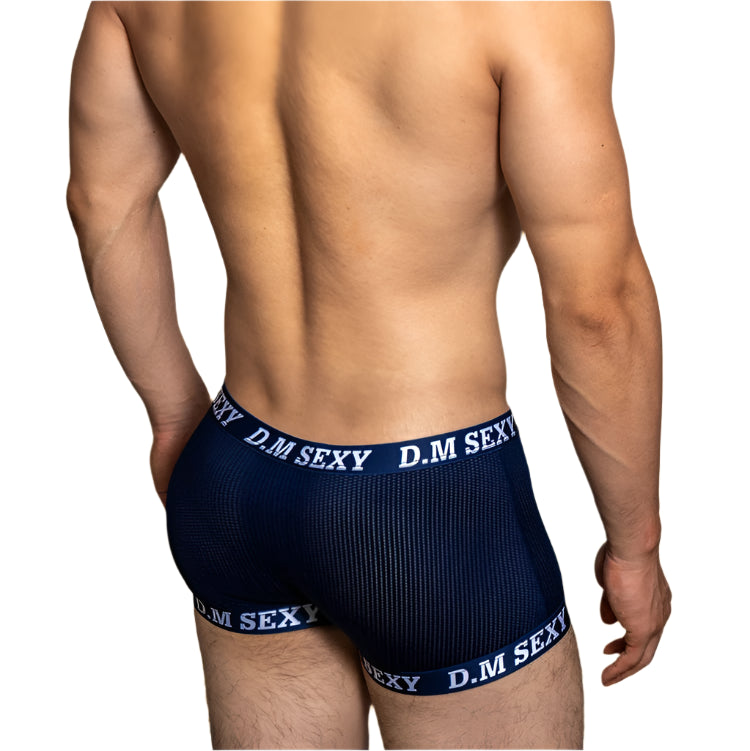 a sexy man in navy blue D.M SEXY Mesh Boxers - pridevoyageshop.com - gay men’s thongs, boxers, briefs and jockstraps
