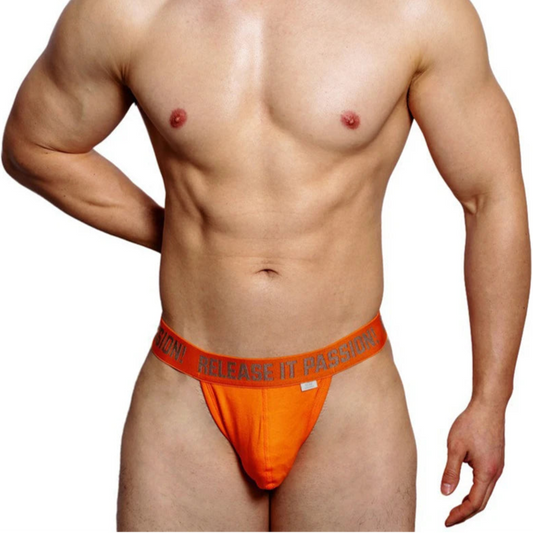 a sexy man in orange DM Men’s Release It Passion Classic Thong - pridevoyageshop.com - gay men’s thongs, boxers, briefs and jockstraps