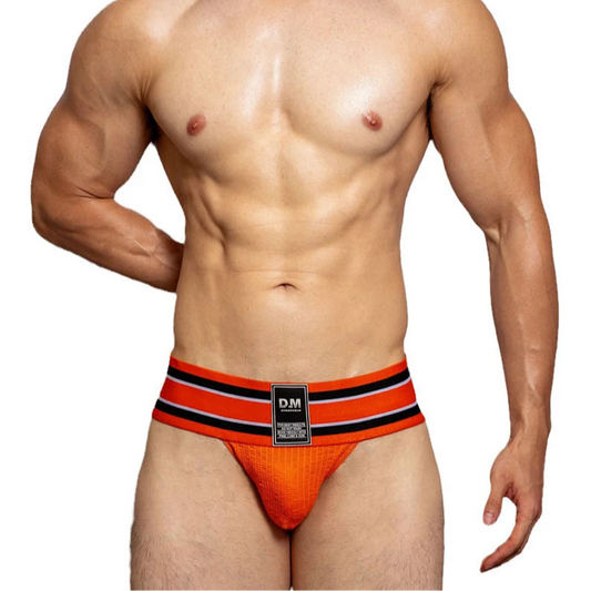a sexy man in orange Men’s D.M. Label Stripe Jock Briefs - pridevoyageshop.com - gay men’s thongs, boxers, briefs and jockstraps