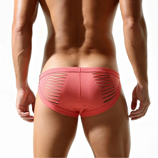 a sexy man in pink DM Men’s “Rip Me” Slashed Booty Briefs - pridevoyageshop.com - gay men’s thongs, boxers, briefs and jockstraps